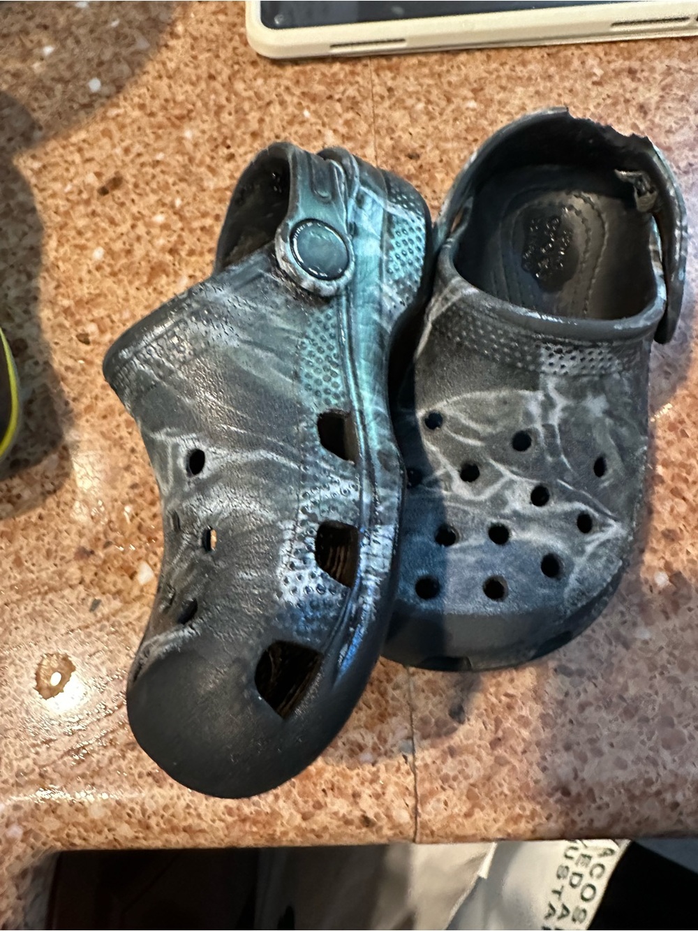 CROCS Kids Black Foam Clogs with Vent Holes